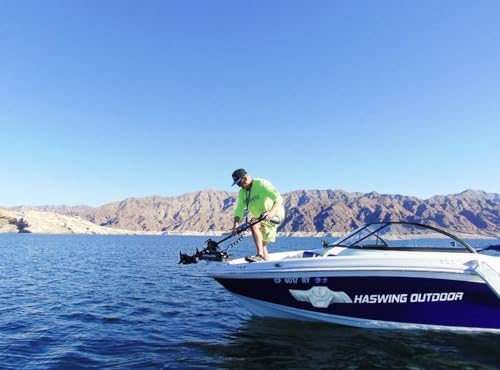 HASWING Electric Trolling Motor – 24V 60" 80lbs Cayman GPS Shaft Bow Mount One-Way Stepless Speed Fishing Boat Saltwater Freshwater
