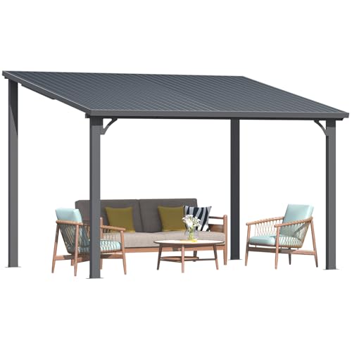 AECOJOY 10&rsquo; x 10&rsquo; Gazebo, Wall Mounted Gazebos Pergola on Clearance, Outdoor Patio Lean to Gazebo Awnings for Deck, Porch