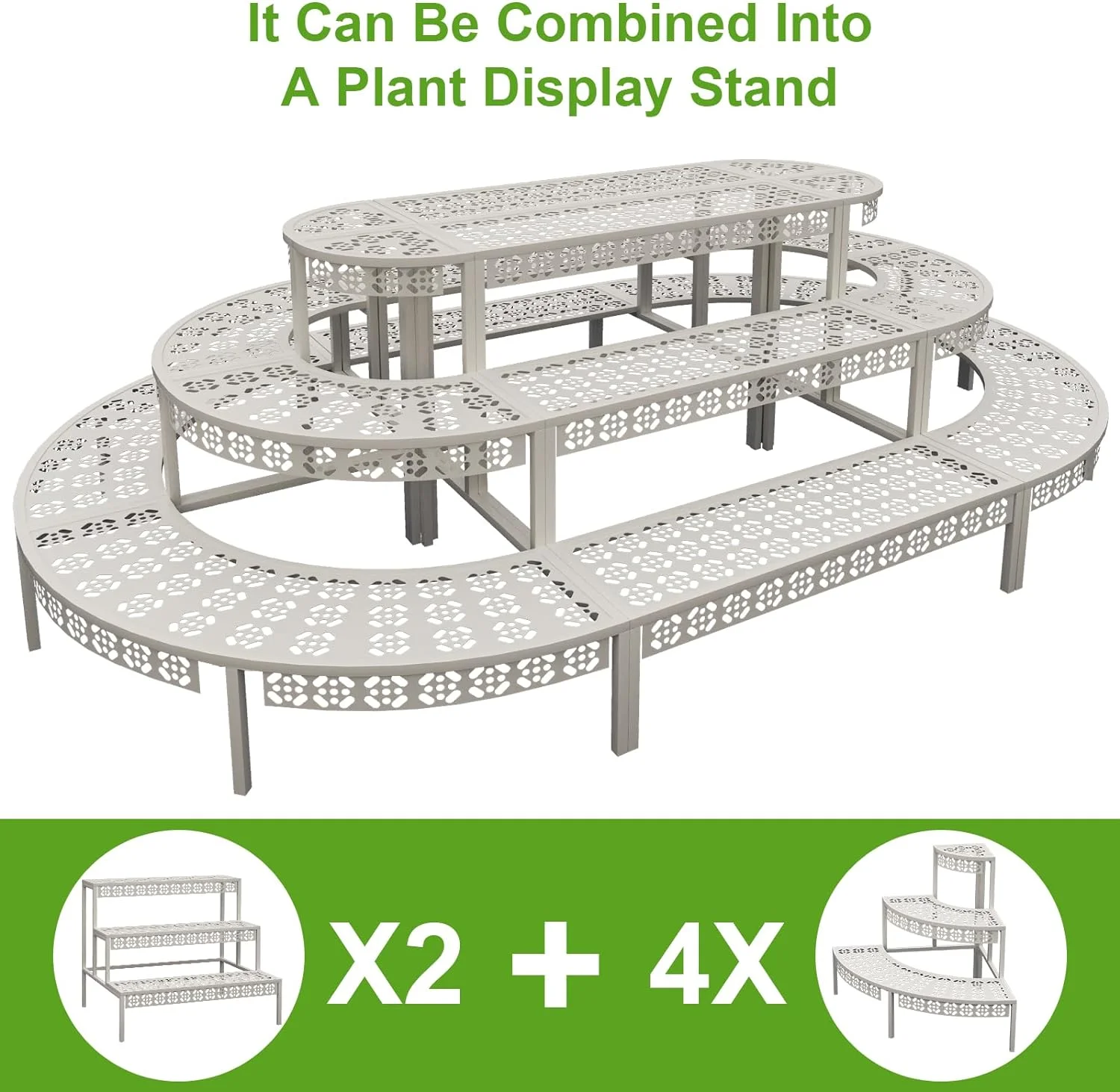 Metal Plant Stand 2 Tier Potted Multiple Flower Pot Holder Plant Shelf Indoor Plants Multiple