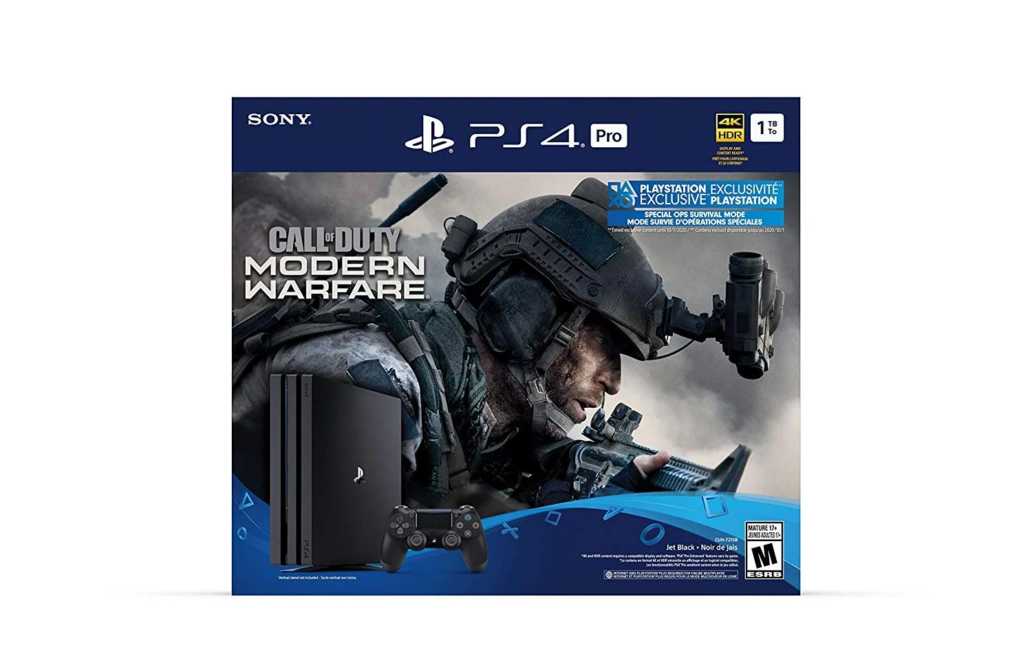 PlayStation 4 Pro 1TB Call of Duty Modern Warfare Holiday Bundle: PlayStation 4 1TB Pro Console Jet Black, Call of Duty: Modern Warfare