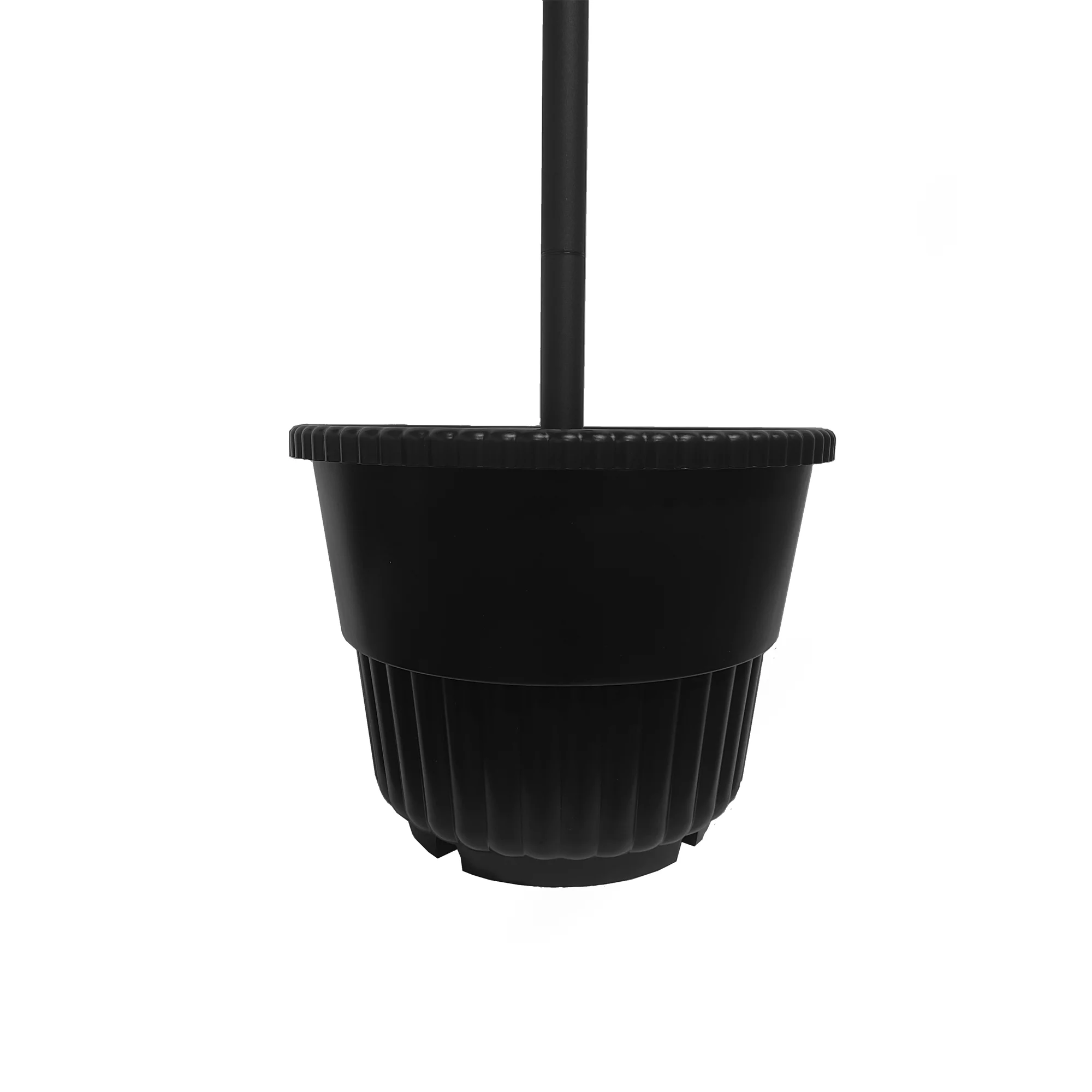 Gama Sonic Triple Head Solar Lamp and Post Set with Round Planter, Weather Resistant, Black Finish (14B50063)
