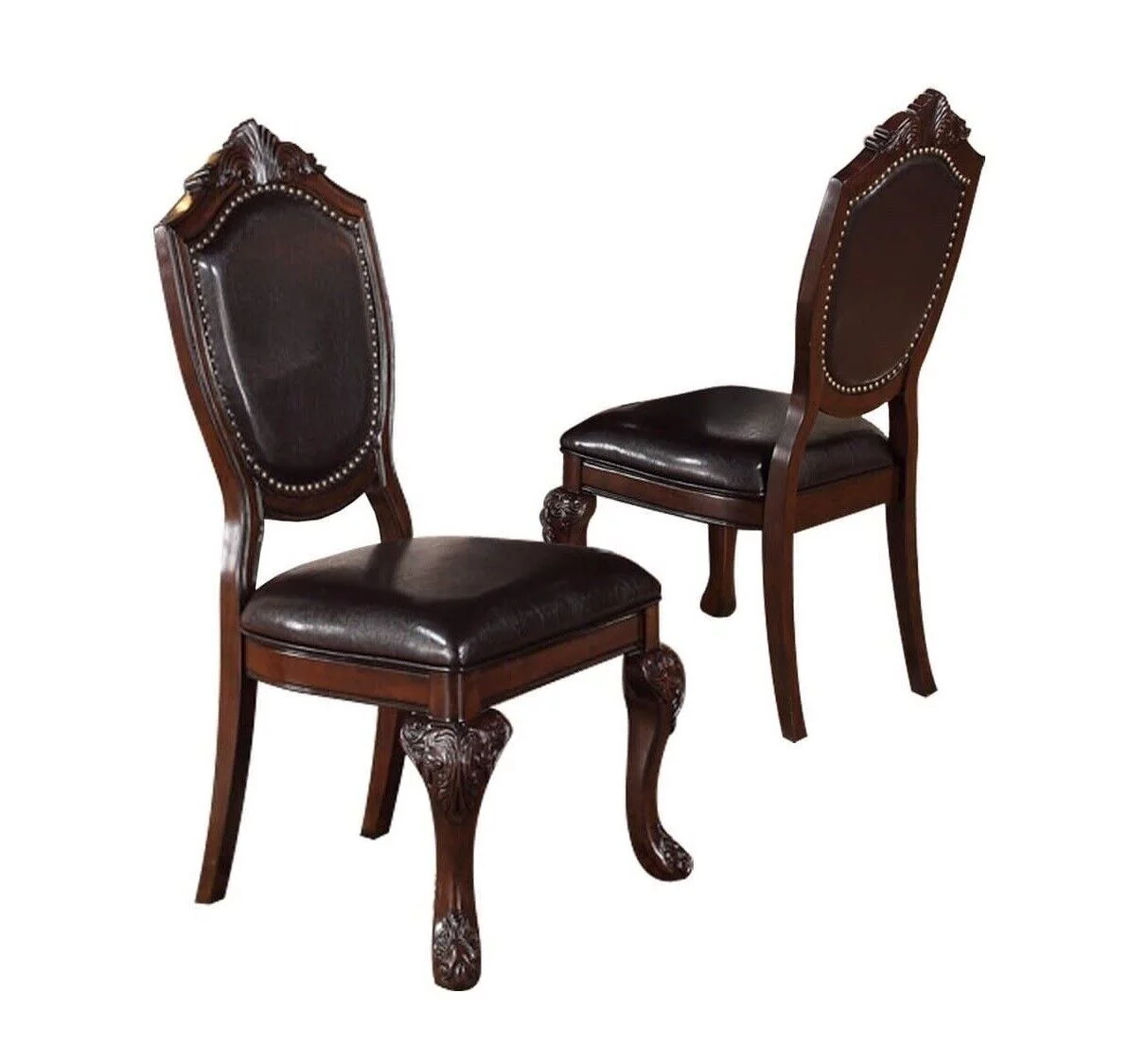 Set of 6 Dining Chairs Brown Antique Traditional Look Kitchen Dining Room Furniture Majestic Design Formal Comfort Chair
