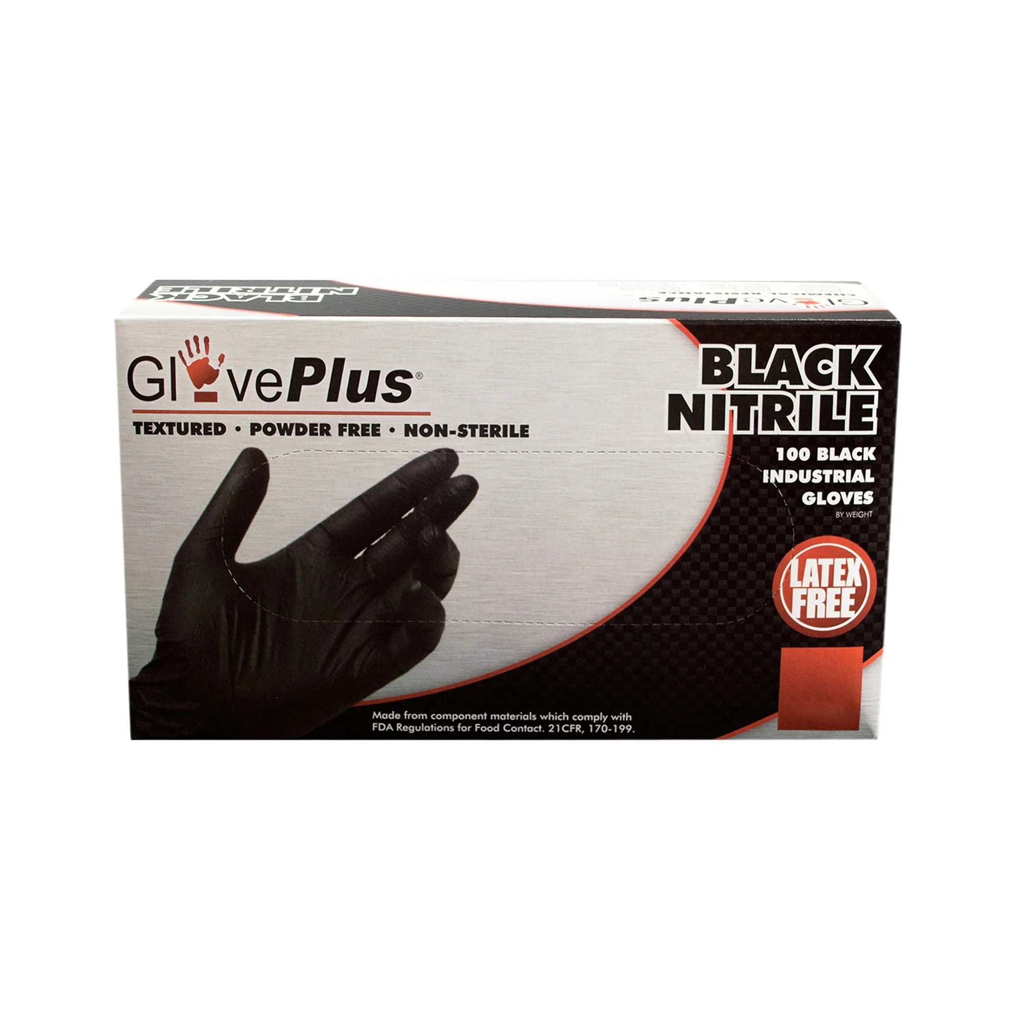 Gloveworks Nitrile Latex-Free Industrial Gloves, Large, Black, 1000 Per Case