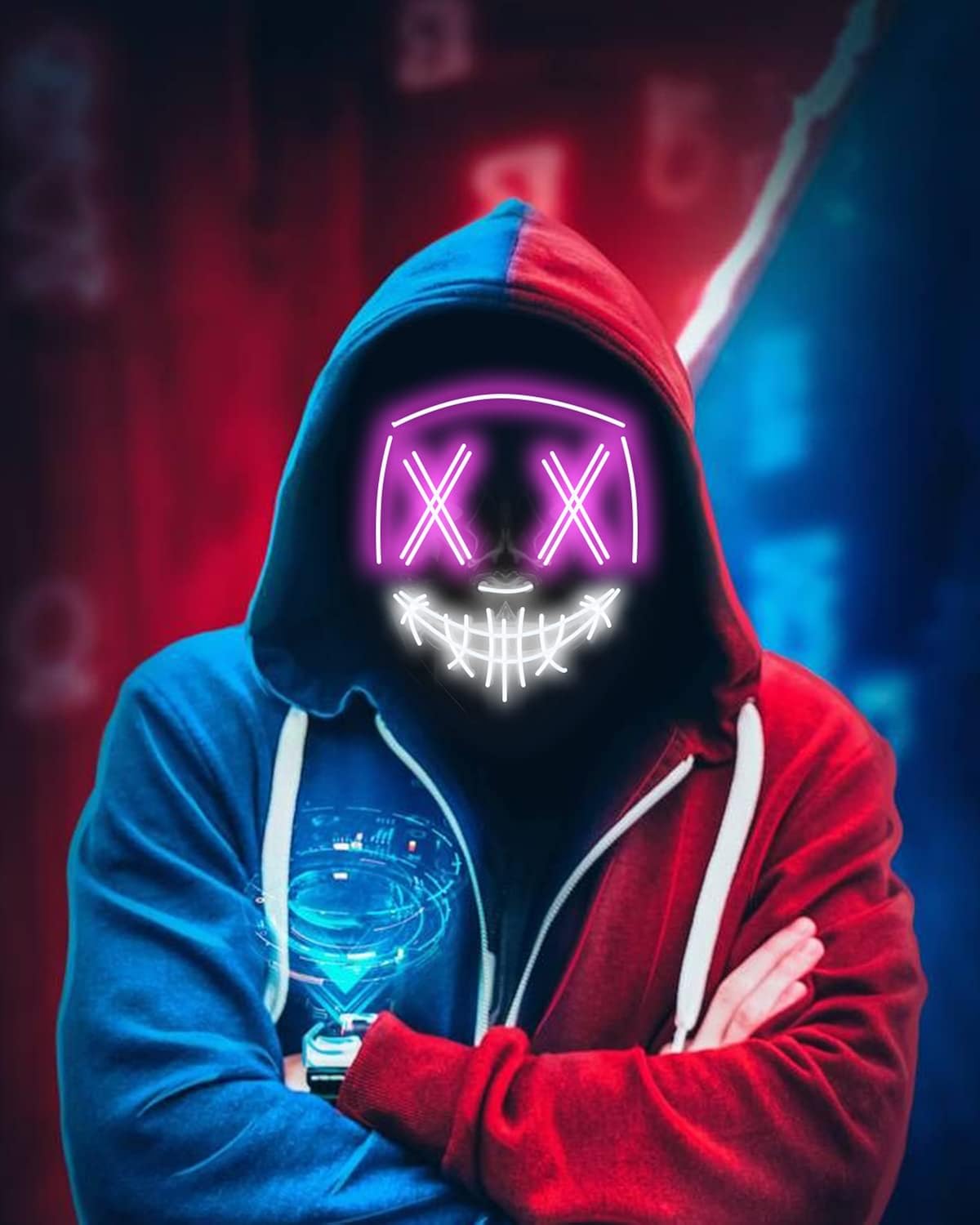 Depointer Halloween Scary Mask Cosplay Led Costume Mask EL Wire Light up Halloween Festival Party