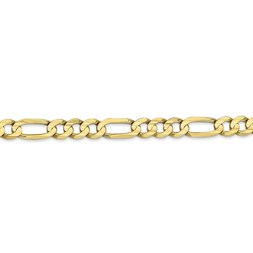 Auriga 10K Yellow Gold 5.5 mm Concave Open Figaro Chain Necklace for Women 18"