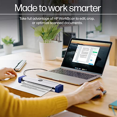 HP Small USB Document & Photo Scanner for Portable 1-Sided Sheetfed Digital Scanning, Model HPPS100, for Home, Office & Business