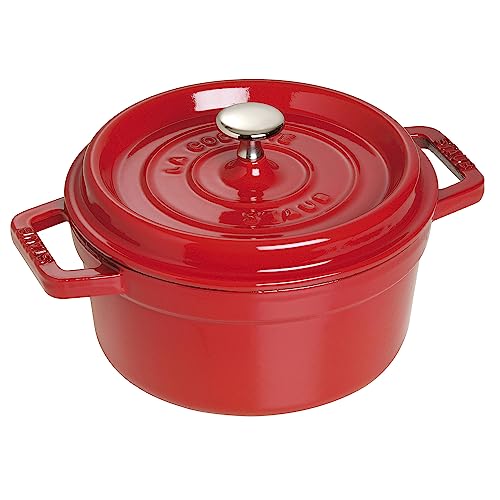 STAUB Cast Iron Dutch Oven 5.5-qt Round Cocotte, Made in France, Serves 5-6, Black Matte