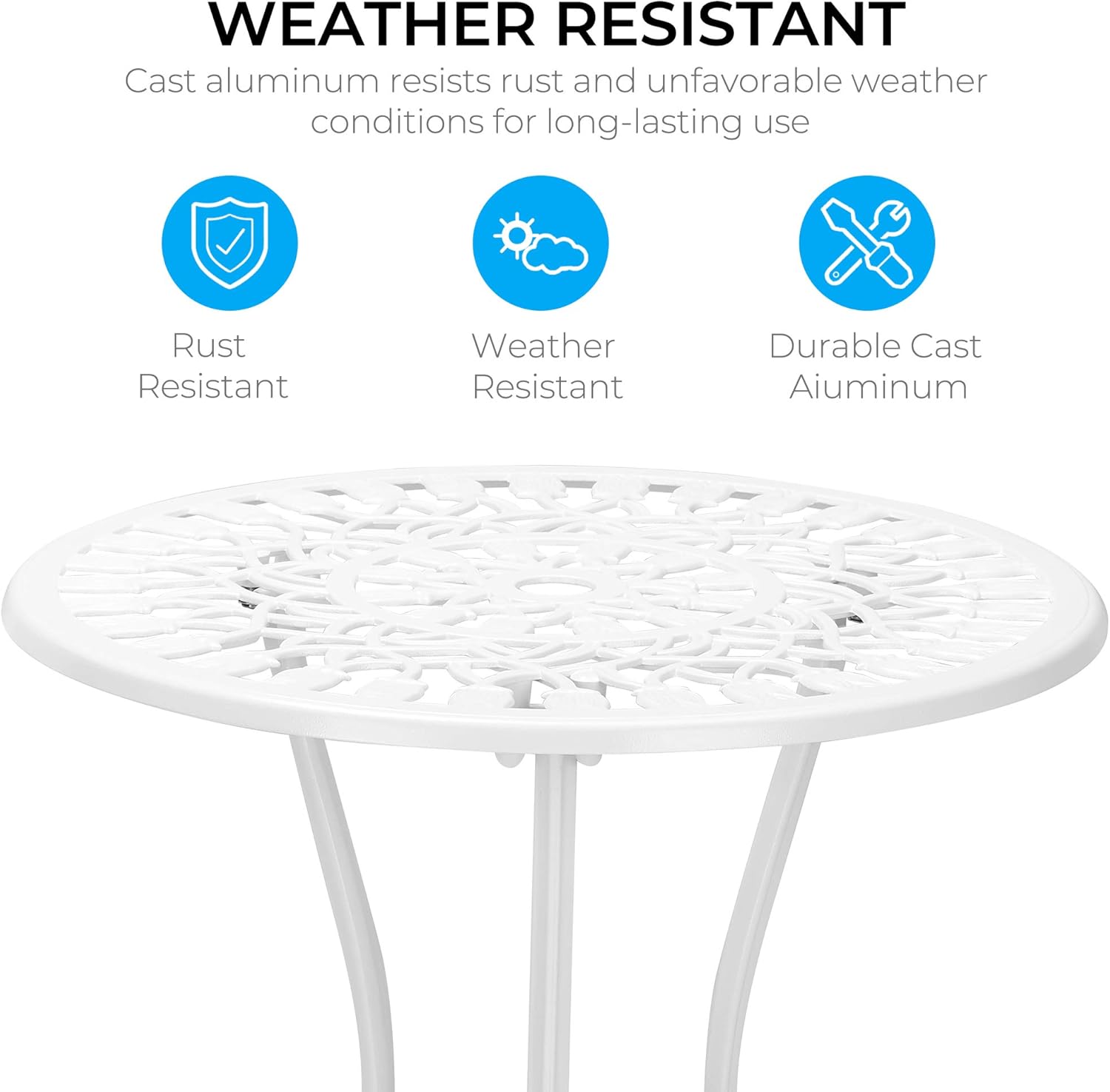 Laurel Canyon 3-Piece Cast Aluminum Patio Bistro Sets Antique Copper Finish Outdoor Furniture with Rust-Resistant Small Round Table and 2 Chairs for