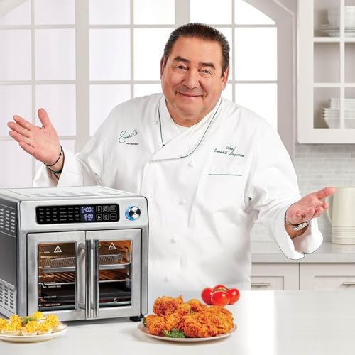 Emeril Lagasse Extra Large French Door Air Fryer Toaster Oven Combo, 24 Cooking Functions and Digital Controls, 7 Accessories Included