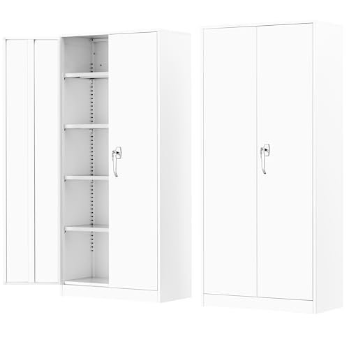 Greenvelly Metal Storage Cabinet, 72" Black Locking Storage Cabinets with Doors and 4 Shelves, Metal Cabinet for Garage Home Office, Classroom