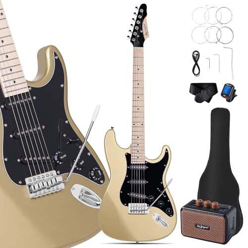 Leo Jaymz 39" Full Size ST Style Electric Guitar Starter Kit with SSH Pickup, 5W Portable Amp, Tuner, Gig Bag, Strap & Accessories (Violet Ocean)