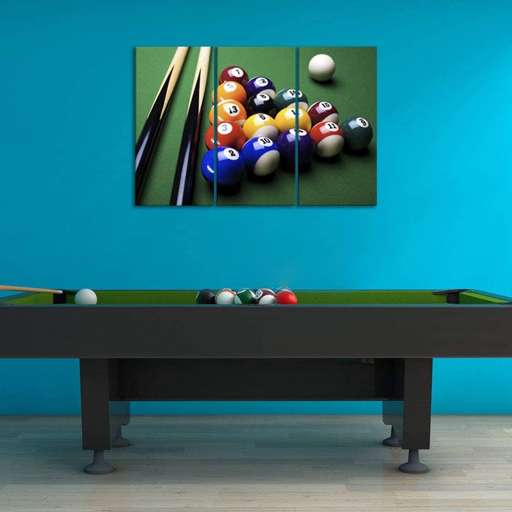 Innopics Billiard Art Wall Decor 3 Piece Large Billiards Ball Canvas Wall Art Snooker Pool Table Close up Picture Print Painting Modern Giclee Print
