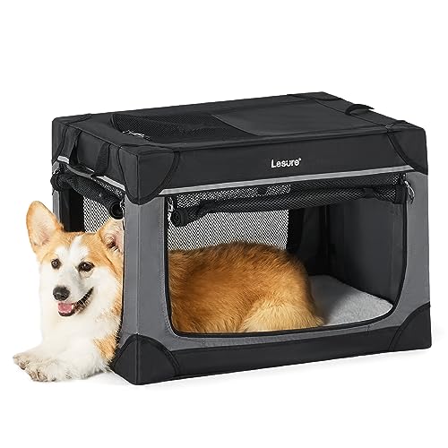 Lesure Soft Collapsible Dog Crate - 42 Inch Portable Travel Crate for Extra Large Dogs Indoor & Outdoor