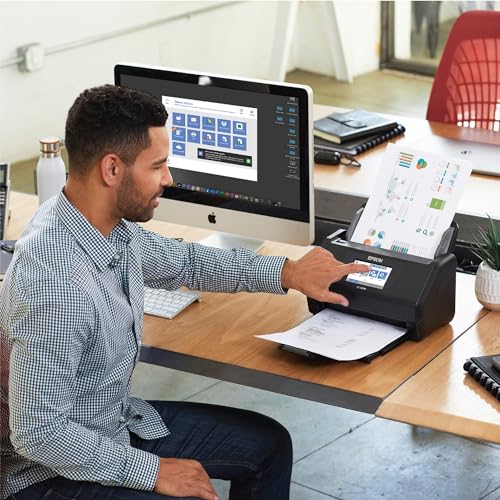 Epson Workforce ES-580W Wireless Color Duplex Desktop Document Scanner for PC and Mac with 100-sheet Auto Document Feeder (ADF) and Intuitive 4.3"