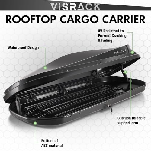 Large Cargo Carrier Box, Heavy Duty Hard Shell Roof with Security Keys, Waterproof Rooftop Cargo Box, 62 (L) x 31 (W) x 15(H) Inches, 16 Cubic Feet