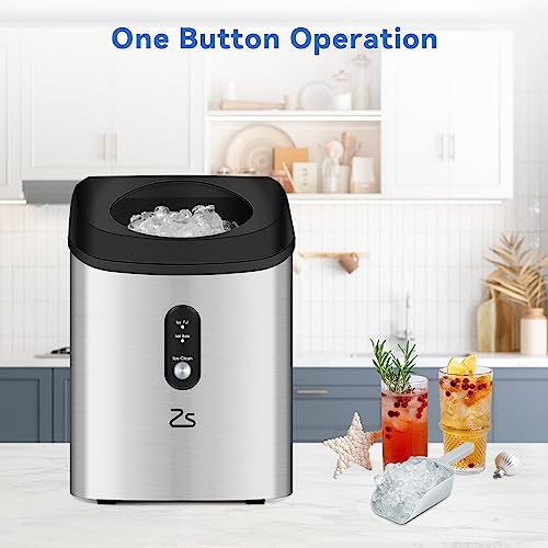 Countertop Nugget Ice Maker, Nugget Countertop Ice Maker with Soft Chewable Pellet Ice, 33Lbs/Day Ice Makers