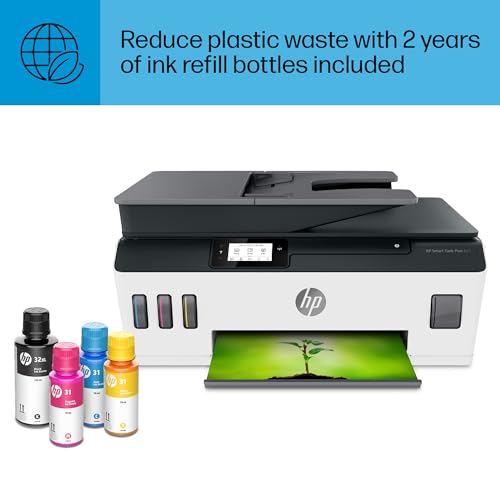 HP Smart -Tank Plus 651 Wireless All-in-One Ink -Tank Printer, up to 2 Years of Ink in Bottles, Auto Document Feeder, Mobile Print, Scan, Copy