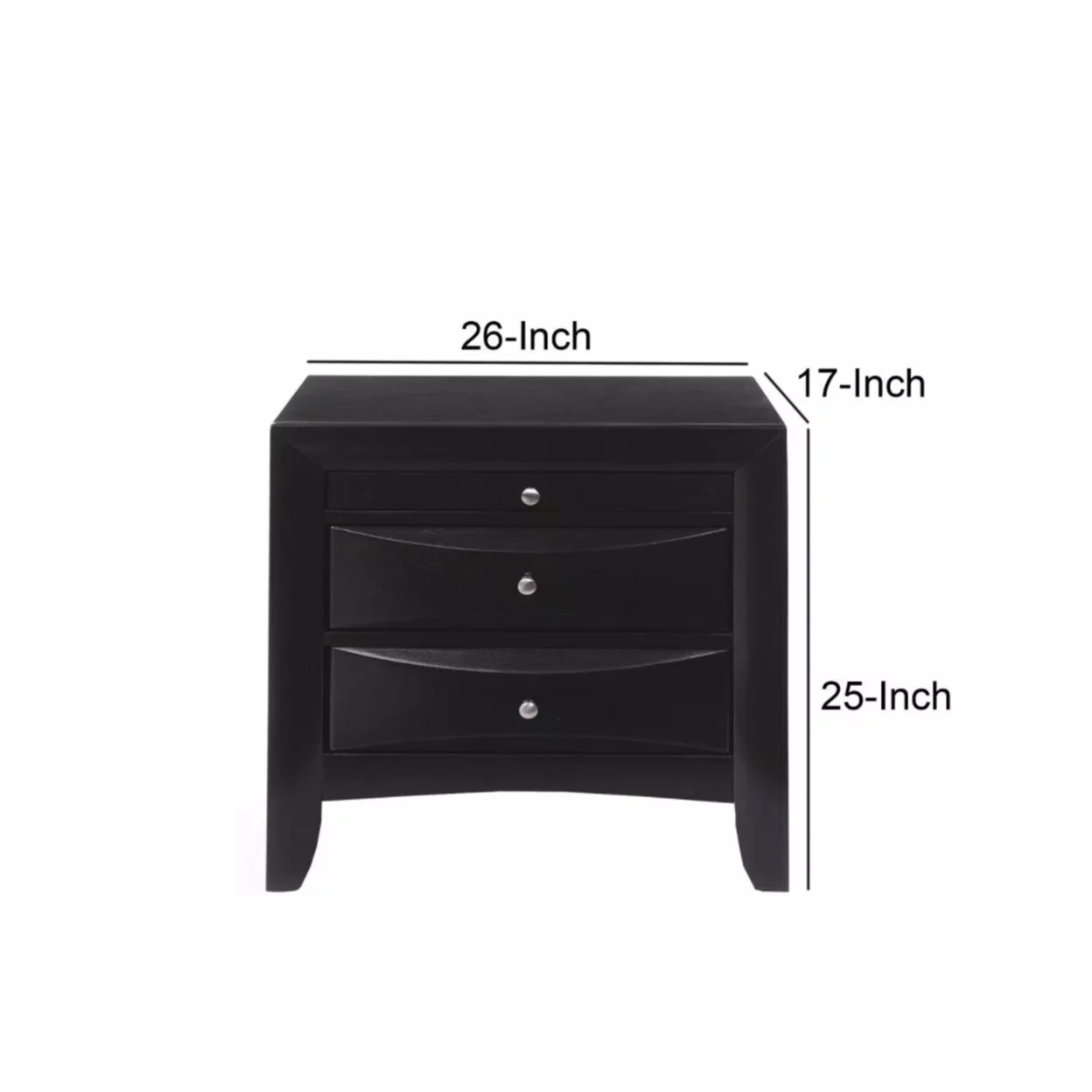 Contemporary 2 Drawer Wood  Nightstand By Ireland  Black- Saltoro Sherpi