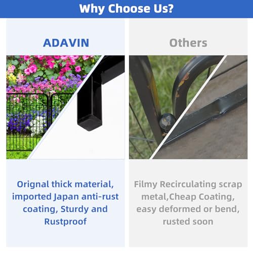 ADAVIN Tall Garden Fence with Gate, 48 in(H) 8 Panels Heavy Duty Iron Metal Animal Barrier Fence, Indoor Dog Playpen, Temporary Fencing