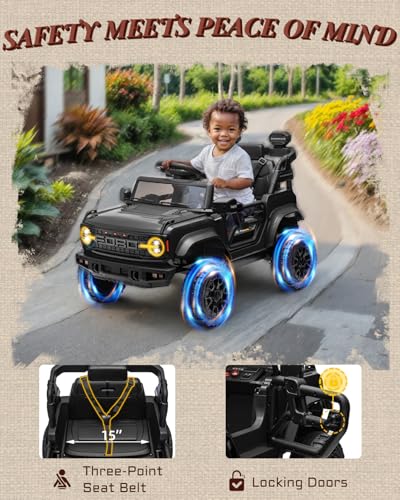 24V Ride on Toys for Big Kids, Licensed Ford Bronco Raptor 2 Seater Ride on Cars with Remote Control, Ride on Truck w/ 4-Wheeler Suspension, 3 Speeds