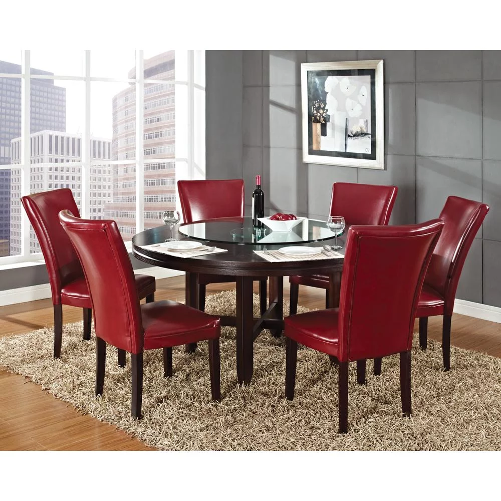 Hartford Parsons Chair in Red Leather with Dark Oak legs