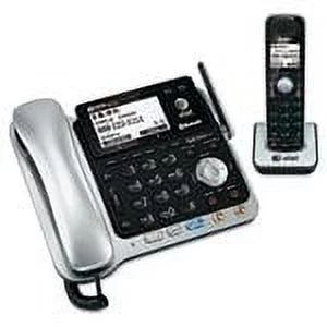 AT&T TL86109 DECT 6.0 2-Line Expandable Corded/Cordless Phone with Bluetooth Connect to Cell and Answering System, Silver/Black