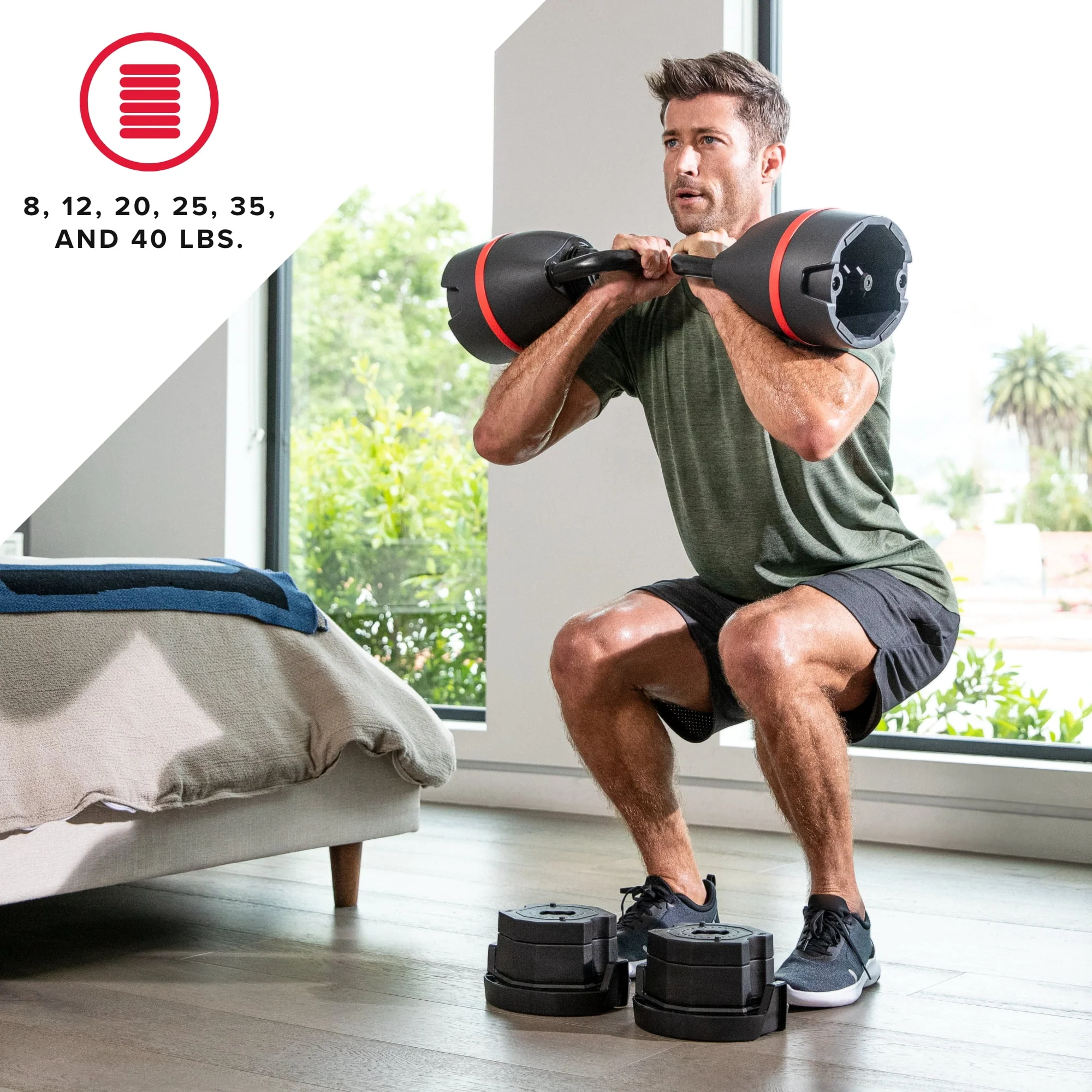 Bowflex SelectTech 840 Adjustable Kettlebell, 6 Weight Settings from 8-40 lbs, Single, Free 2-Month JRNY Membership