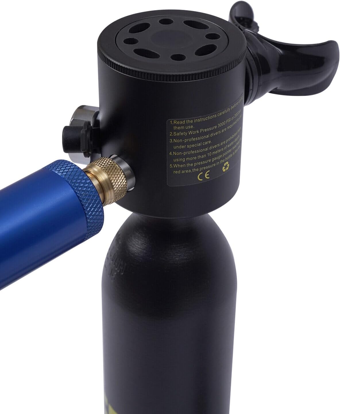 Diver Scuba Diving Tank 0.5l Oxygen Cylinder, Pro Mini Scuba Tank Diving Gear Backup Air Tank Kit, Underwater Breathing Device