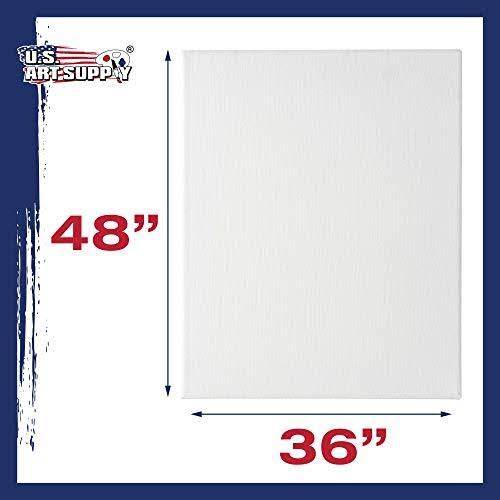 U.S. Art Supply 36 x 48 inch Stretched Canvas 12-Ounce Primed 3-Pack - Professional White Blank 3/4x22 Profile Heavy-Weight Gess