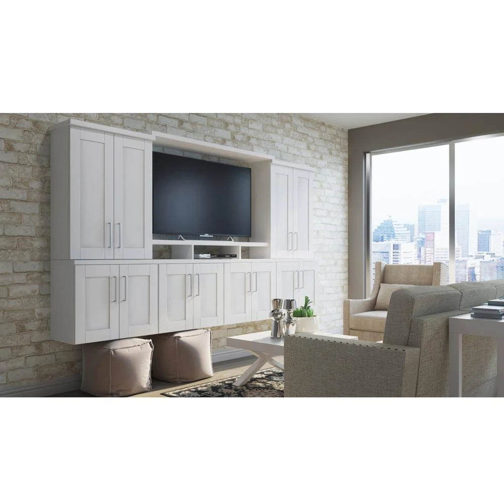 Hampton Bay Shaker Assembled 36x24x24 in. Above Refrigerator Deep Wall Bridge Kitchen Cabinet in Satin White
