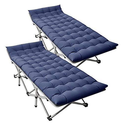 DoCred Folding Camping Cot with Mattress, 2 Pack Heavy Duty Folding Cot for Adults, Portable Sleeping Cot Bed Adults Outdoor Bed with Carry Bag