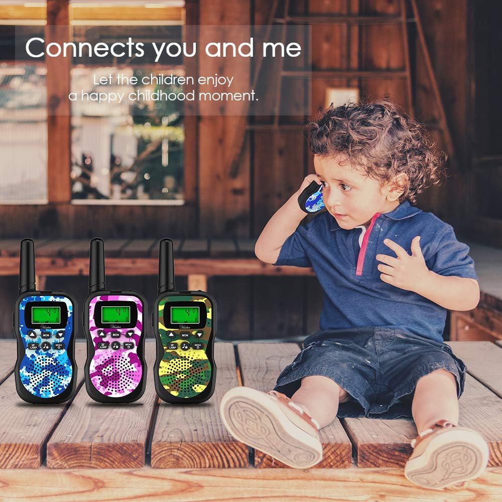 Huaker Kids Walkie Talkies,3 Pack 22 Channels 2 Way Radio Toy with Flashlight and LCD Screen,3 Miles Range Walkie Talkies for Kids Outside Adventures