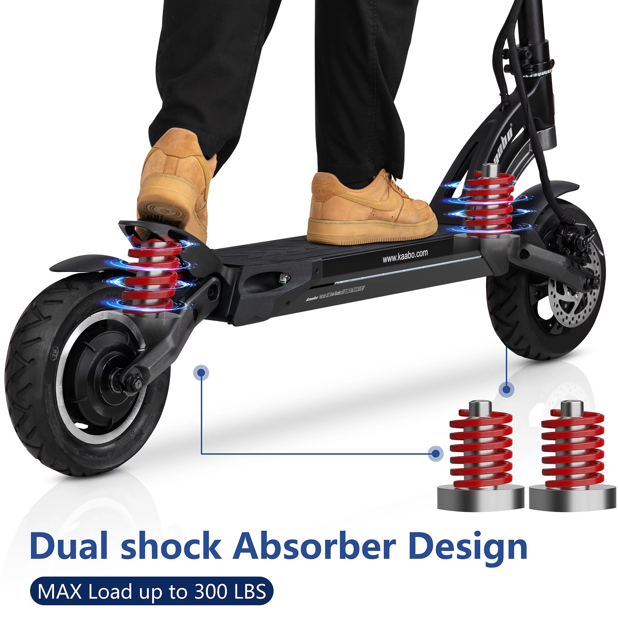Kaabo Electric Scooter for Adults Mantis 10,High Performance Comfort Scooter with 25 Miles Range,Max Speed 19 MPH, Max Gear motor 500W