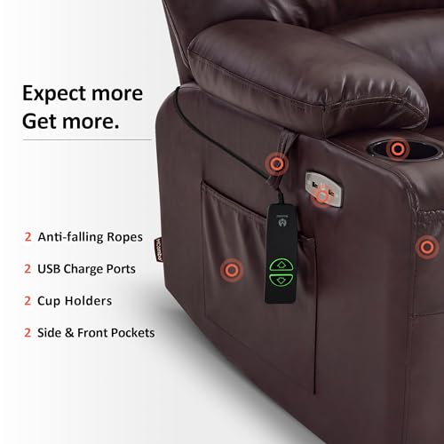 MCombo Oversized Power Lift Recliner Chair for Elderly, Lift Chair with Heat and Massage, Lift Recliner for Big and Tall, Cup Holders
