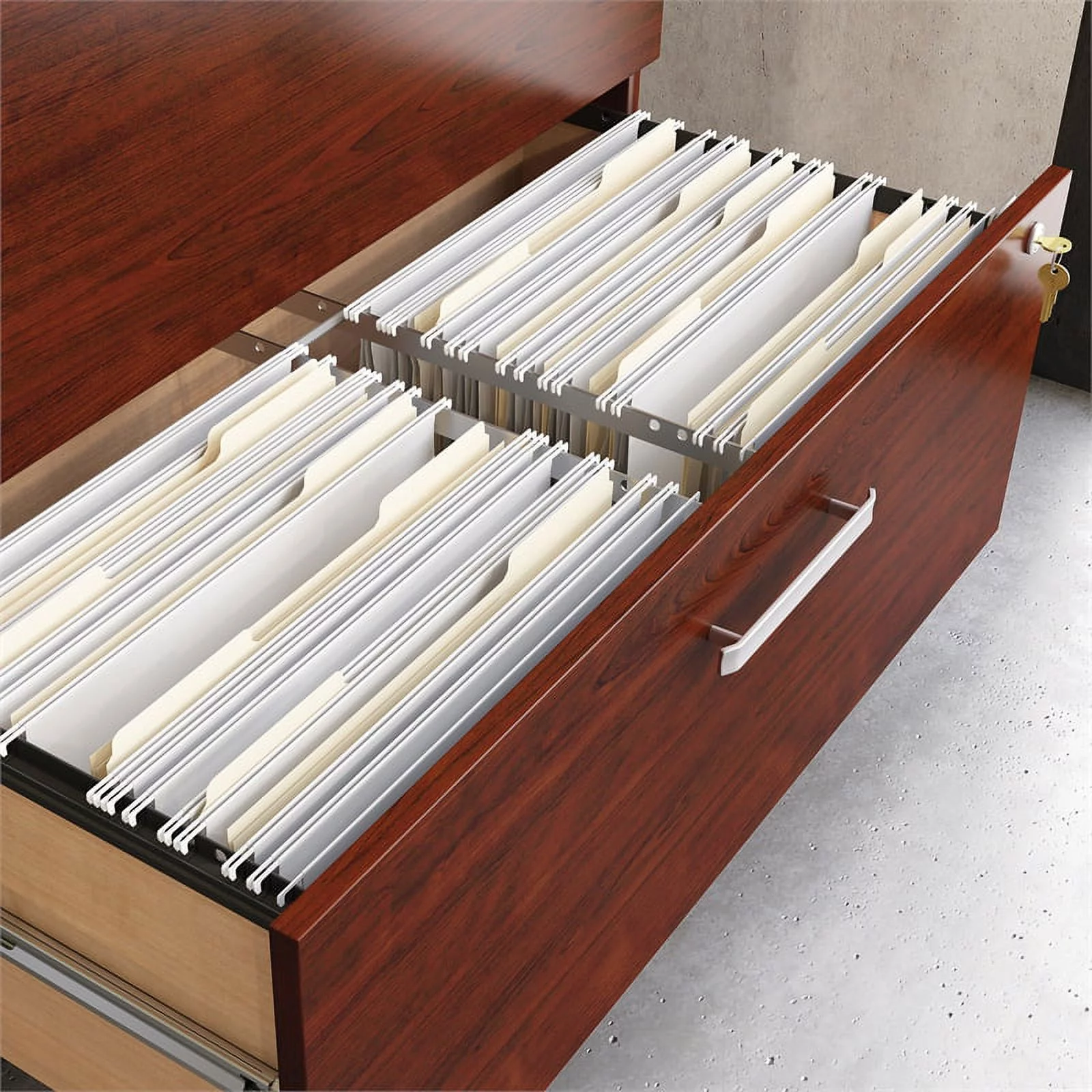 Pemberly Row Engineered Wood Lateral Filing Cabinet in Classic Cherry