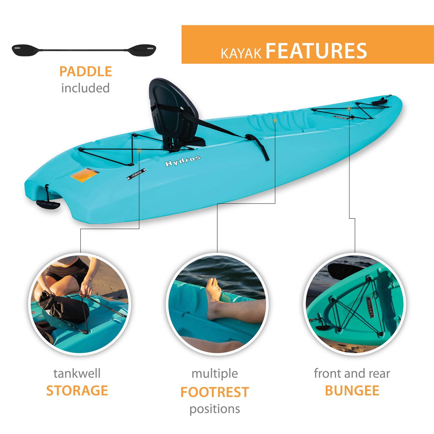 Lifetime Hydros Sit-On-Top Kayak - Sports Supplies Online Store
