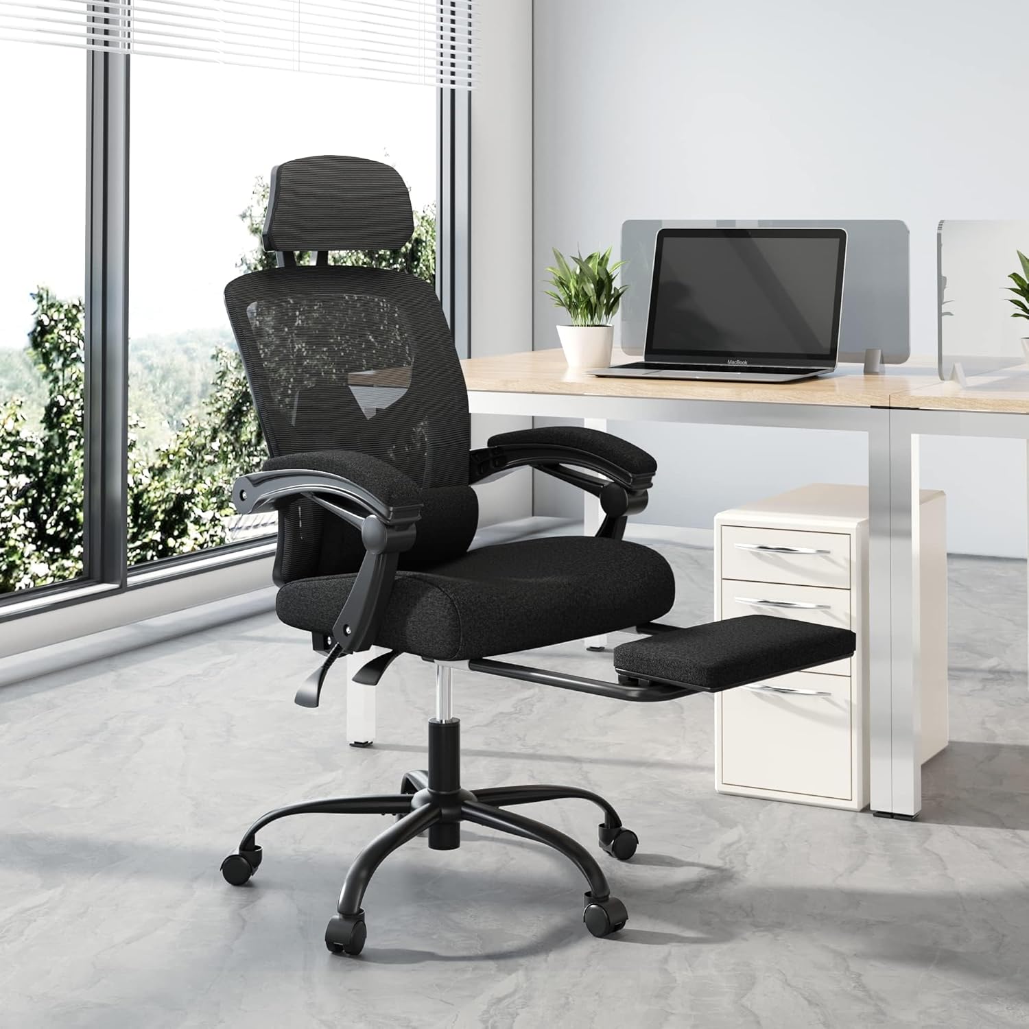 Ergonomic Office Chair, Reclining High Back Mesh Chair, Computer Desk Chair, Swivel Rolling Home Task Chair with Lumbar Support Pillow