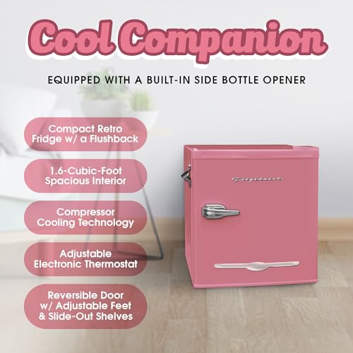 Frigidaire EFR176 1.6 cu. ft. Retro Bar Fridge with Side Bottle Opener