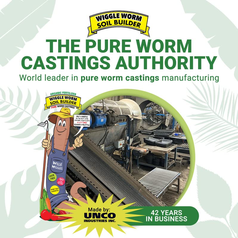 Wiggle Worm 100% Pure Organic Worm Castings Fertilizer, 30-Pounds - Improves Soil Fertility and Aeration for Houseplants, Vegetables, Gardens