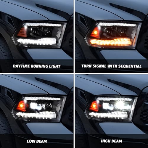 Full LED Projector Headlights Set for 2009-2018 Dodge Ram 1500