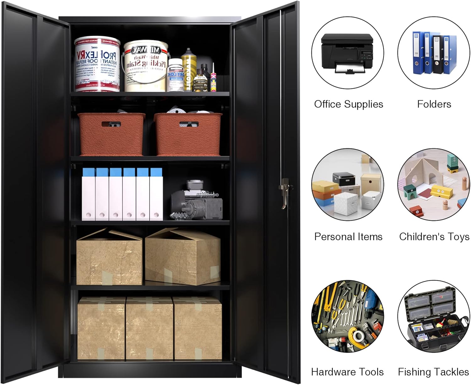 Garage Storage Cabinet, Metal Cabinet,Garage Cabinets, Metal Storage Cabinet with Doors and Shelves