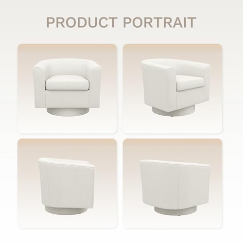 COLAMY Upholstered Swivel Barrel Accent Chair with Ottoman