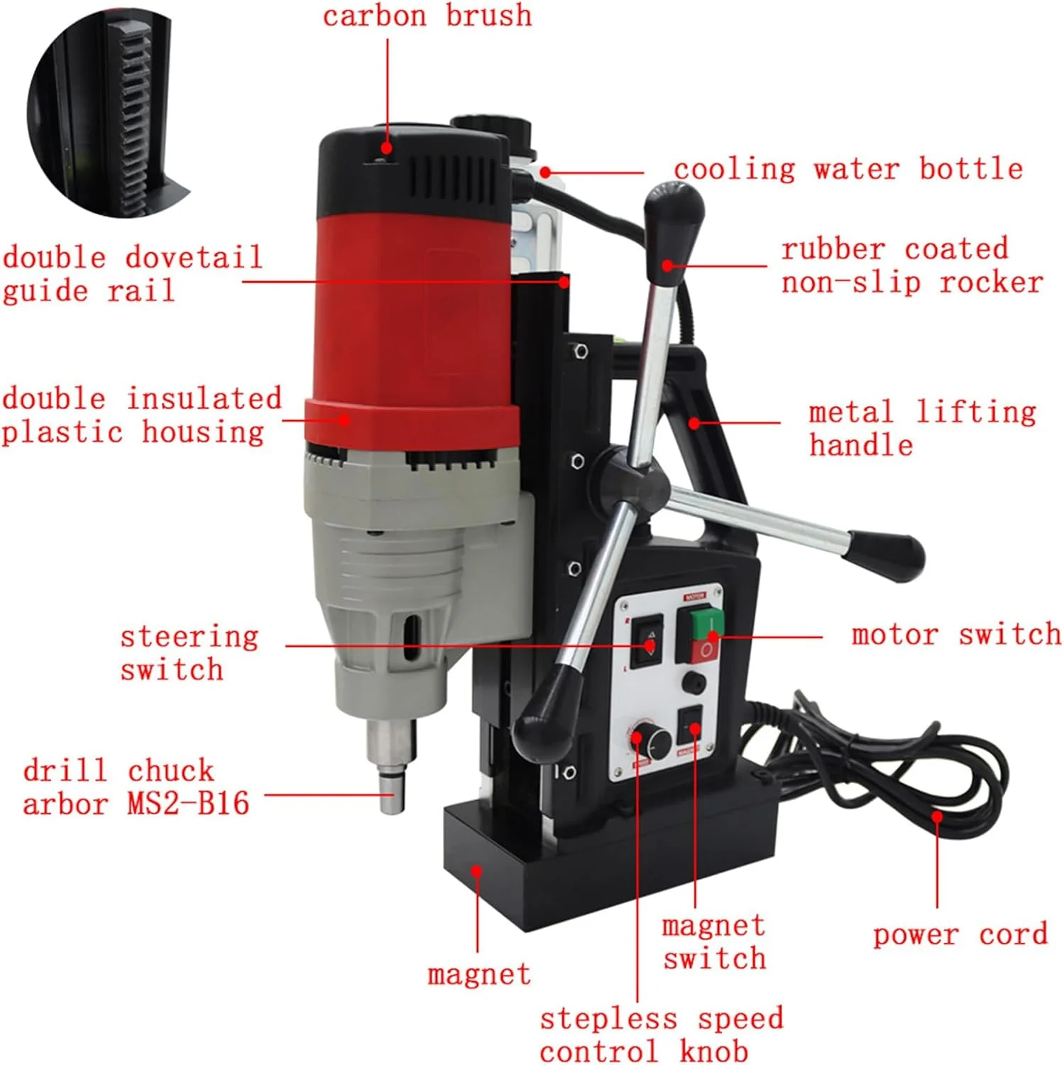 Portable Multi-functional Tapping integrated type Magnetic Drill Base Twist Drilling Machine 1400W