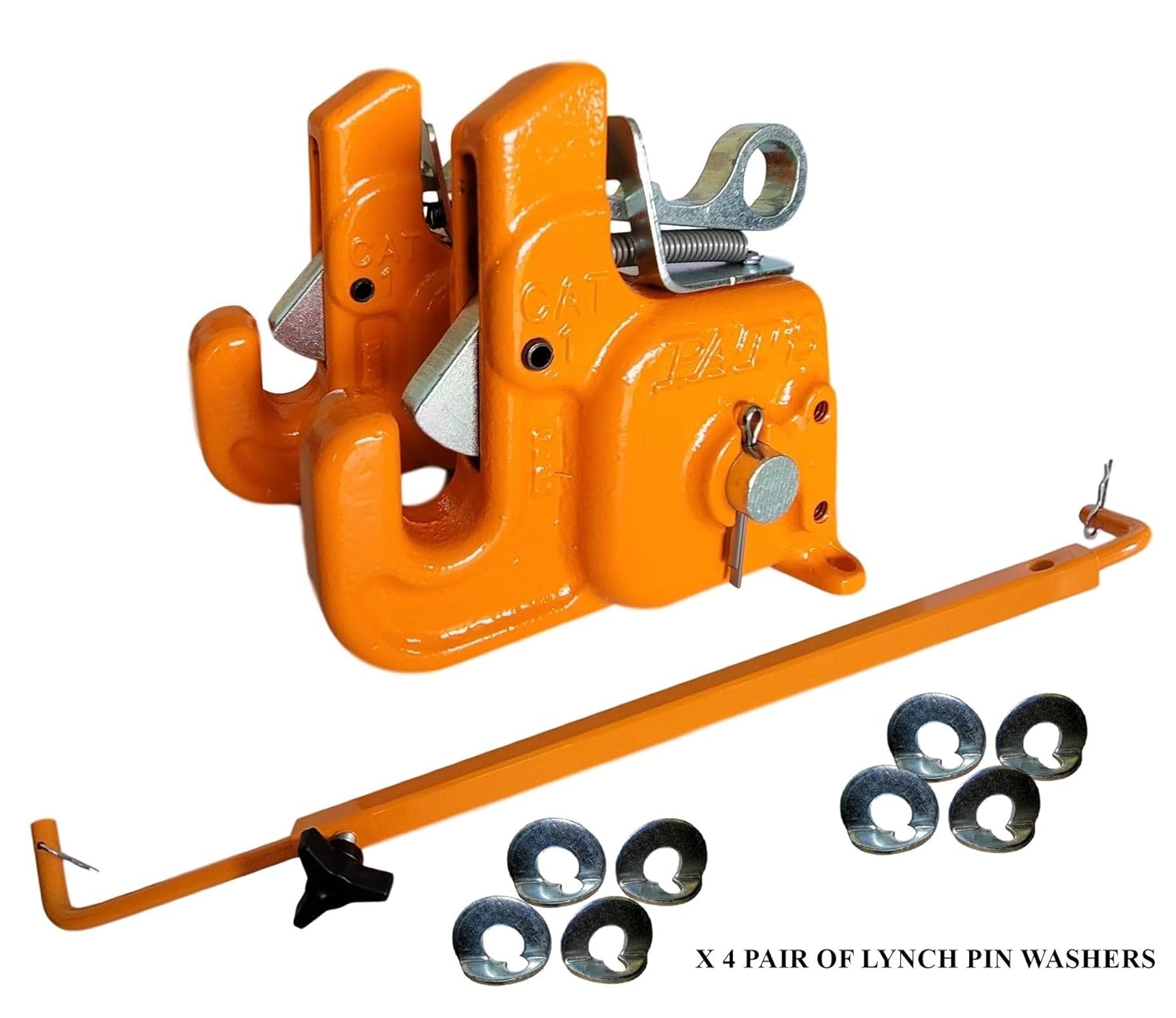 Pat's Easy Change with Stabilizer Bar - Best Quick Hitch System On The Market – Flexible, Durable and Affordable (Orange CAT #1)