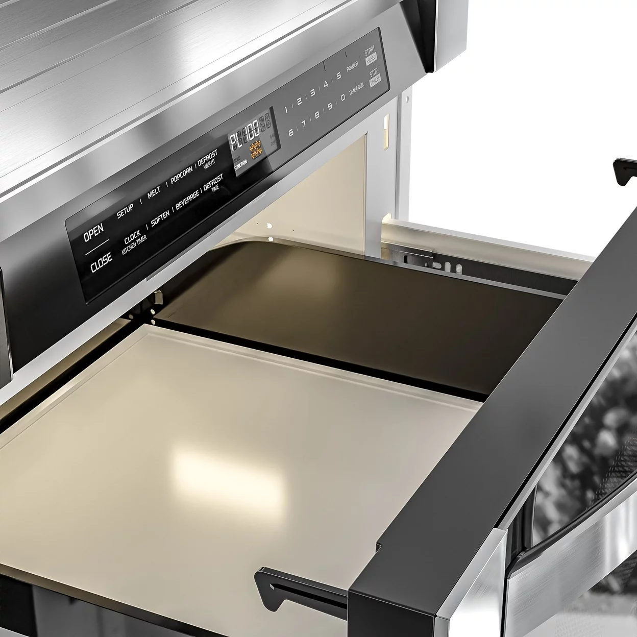 24 in. Stainless-Steel Microwave Drawer, Wall-Mounted with Flat Bottom, 1.2 Cu. Ft. (KM-MD-1SS)