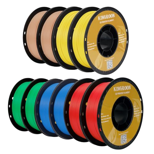 Kingroon PLA 3D Printer Filament, 12Rolls, Dimensional Accuracy +/- 0.03 mm, 12kg Spool(26.4lbs)