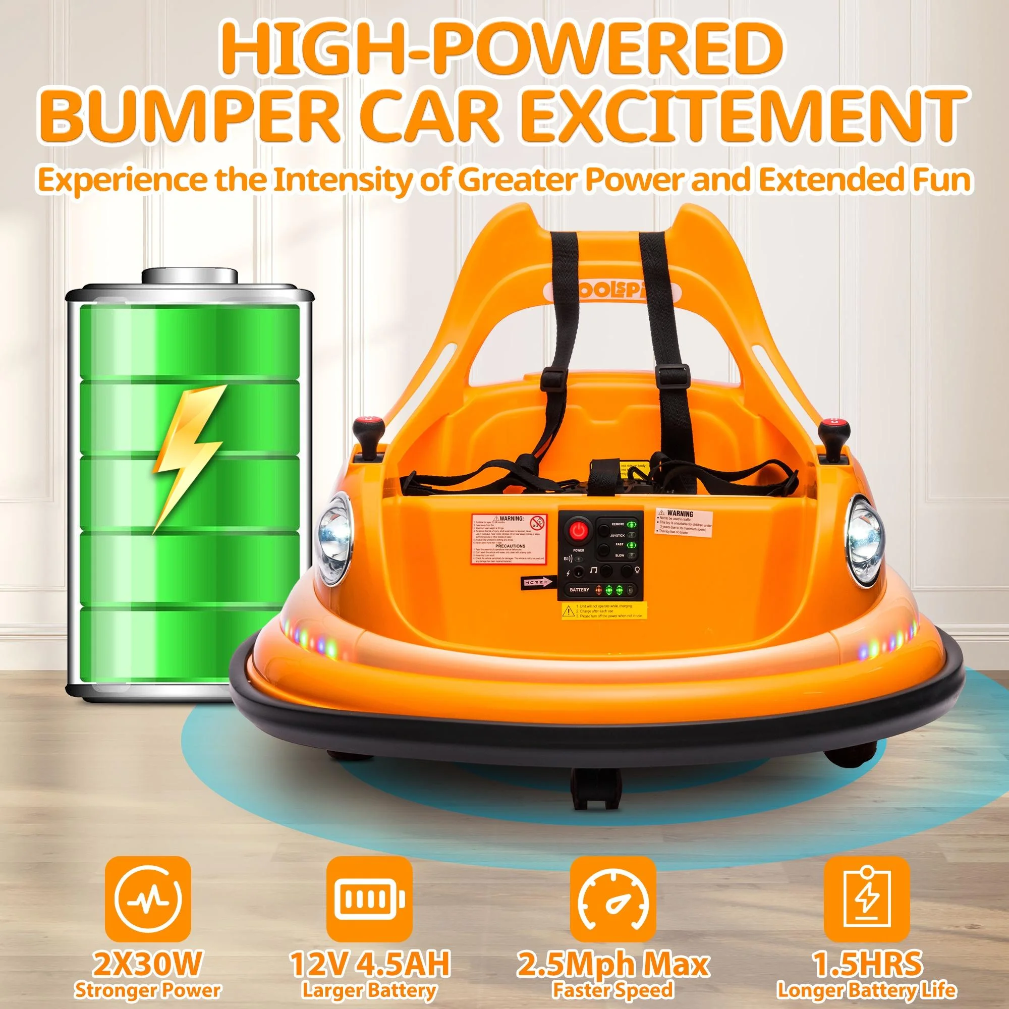 iRerts 12V Bumper Cars for Kids, Bumper Car Ride on with Remote Control, Battery Powered Kids Ride on Toys for 2-5 Year Old Boys Girls