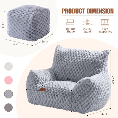 Big Bean Bag Chairs for Adults Cozy Giant Bean Bag Sofa Chair, Gaming Bean Bag Chairs with Foot Rest, Lounge Comfy Chair Indoor for Bedroom