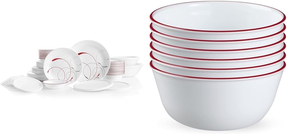 Corelle Vitrelle 78-Piece Service for 12 Dinnerware Set, Triple Layer Glass and Chip Resistant, Lightweight Round Plates and Bowls Set