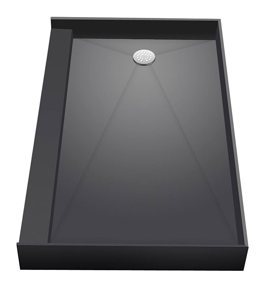 Tile Redi Single Curb Shower Pan,Left Drain 4260L-PVC, Black